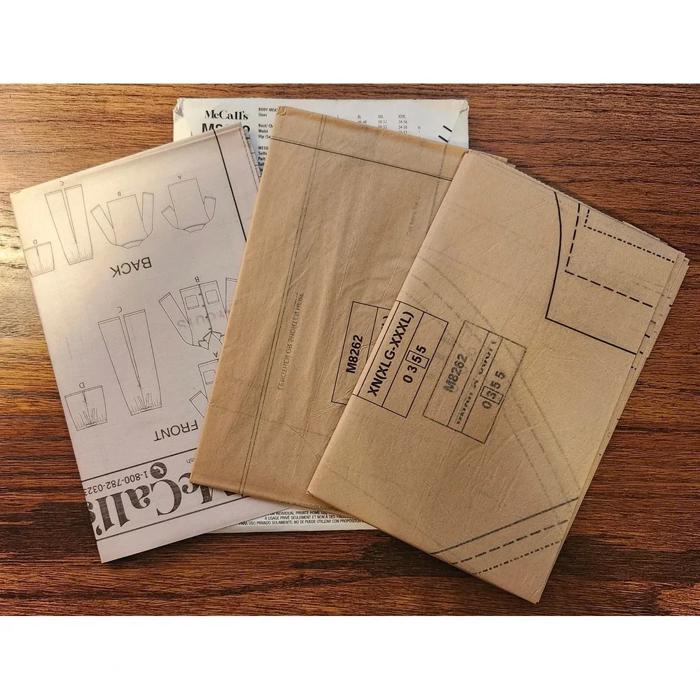 McCalls M8262 Mens Pajamas Sewing Pattern Size XL XXL XXXL Shirt Pants Shorts